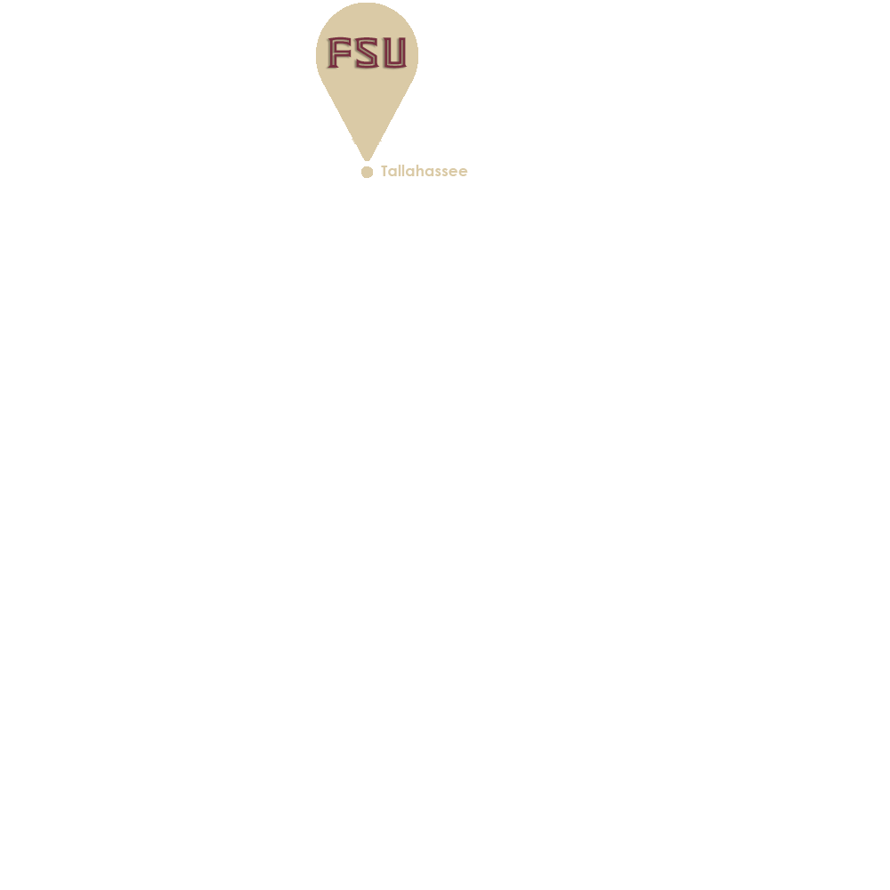 Map of Florida highlighting Tallahassee and FSU